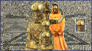 Combination of Snake Goddess images with Delos Pyrame, collage and photos by Jim McPherson, 2005