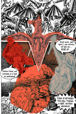 Hell's Horsement atack Centauri Island in December 1980; original artwork by Ian Bateson, 1980; lettering and coloration by Jim McPherson