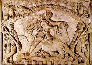 [AN IMAGE OF MITHRAS SLAYING THE CELESTIAL BULL TAKEN FROM THE WEB]